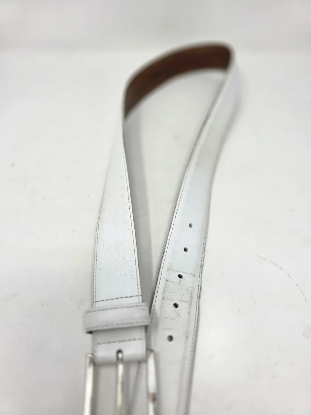 Allen Edmonds Jack Nicklaus Signature Golf Mens White Leather Belt Size 34 USA